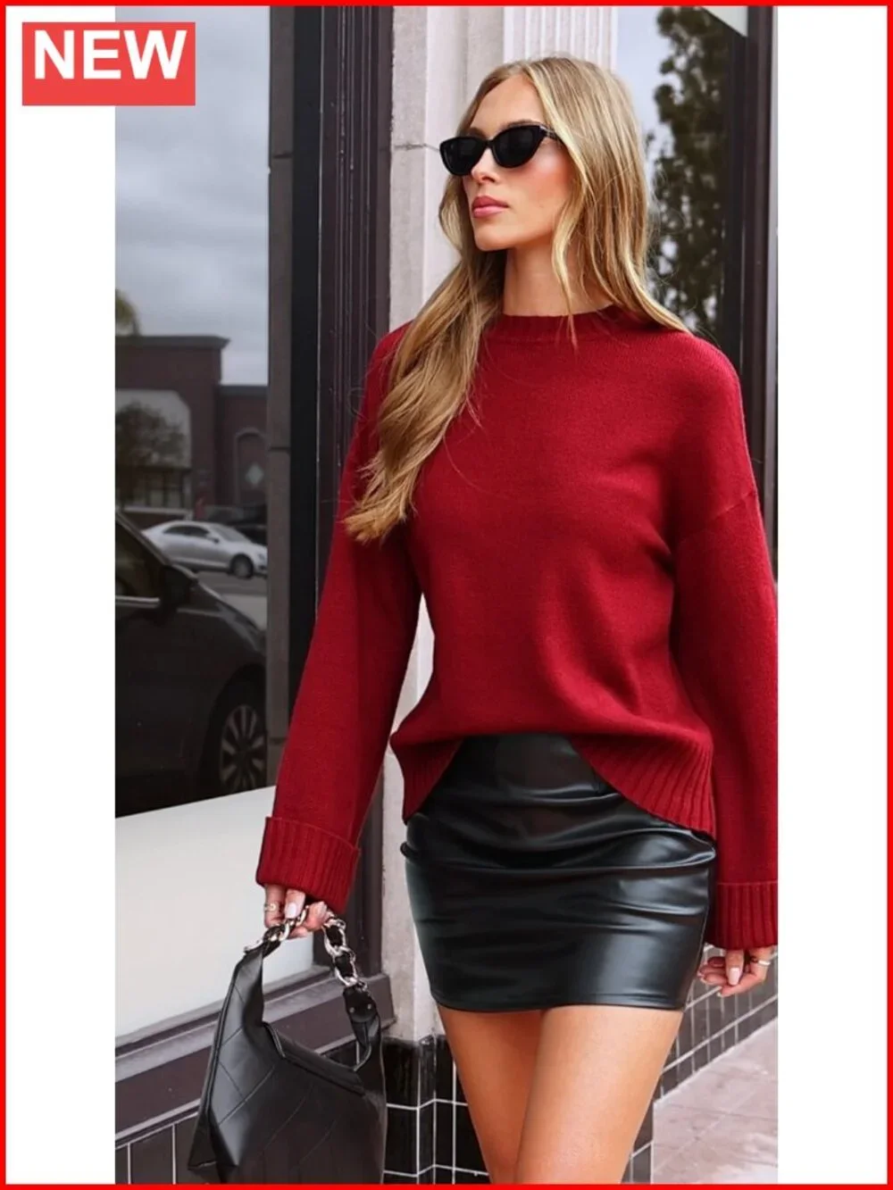 Oversized Crewneck Long Sleeve Pullover Sweater